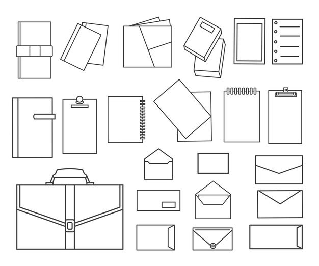 Vector Workspace Kit Ilustración lineal para proyectos de oficina y diseño