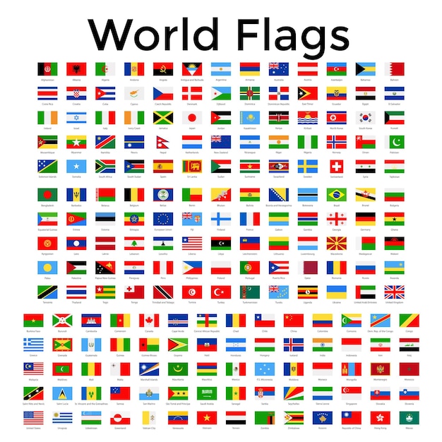Vector World Flags establece banderas editables y escalables para diseños globales y nacionales