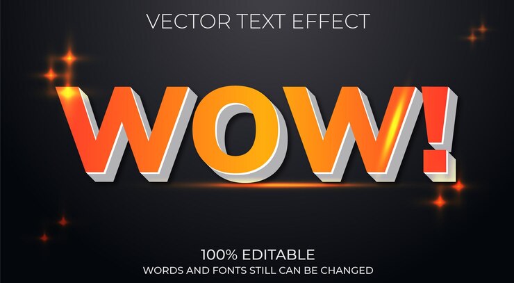 Vector vector wow efecto de texto 3d estilo de fuente editable