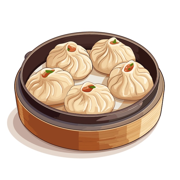 El vector Xiao Long Bao en fondo blanco