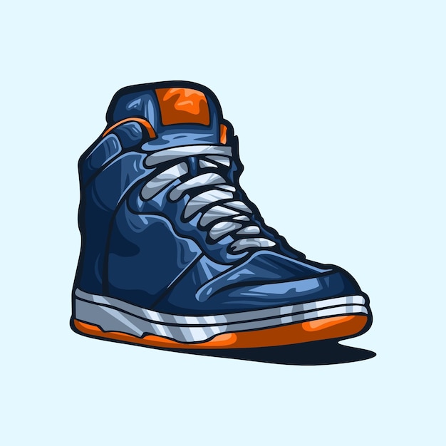 vector de zapato con combinación de colores azules en dibujo dibujado a mano