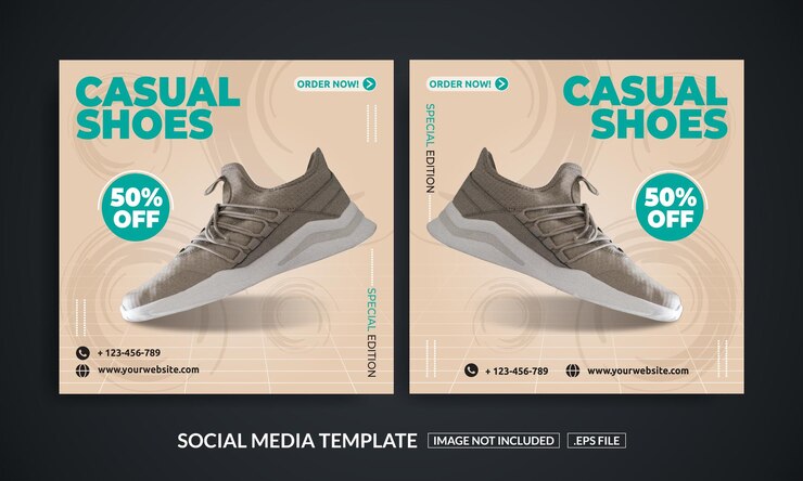 Vector zapatos plantilla de publicación de banner en las redes sociales