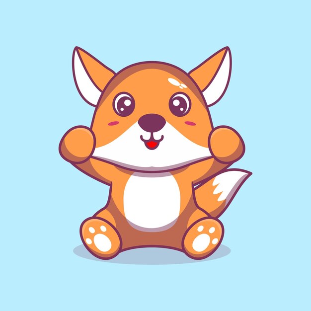 Vector zorro sentado lindo creativo kawaii dibujos animados mascota logo