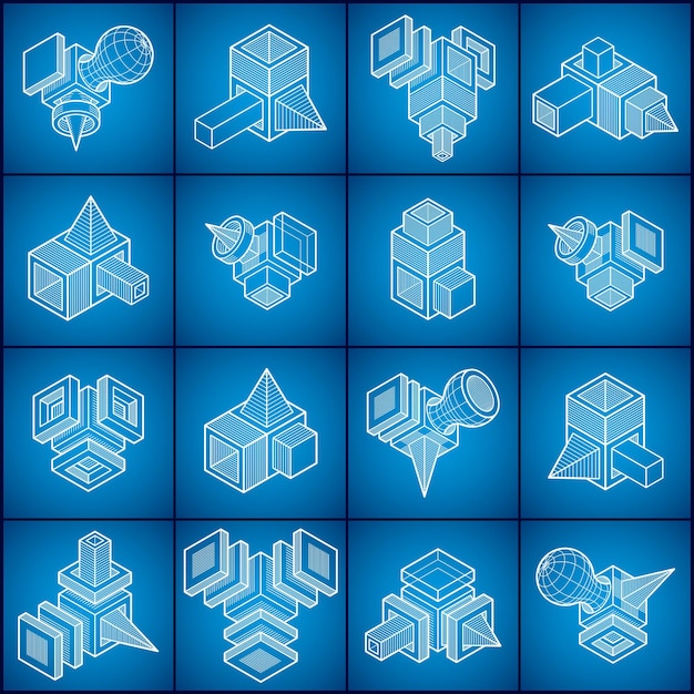 Vectores abstractos, conjunto de formas 3D.