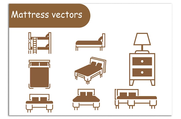 Vectores de camas y colchones