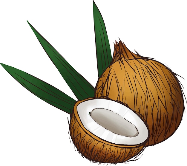 Vectores de coco dibujado a mano ilustración vectorial