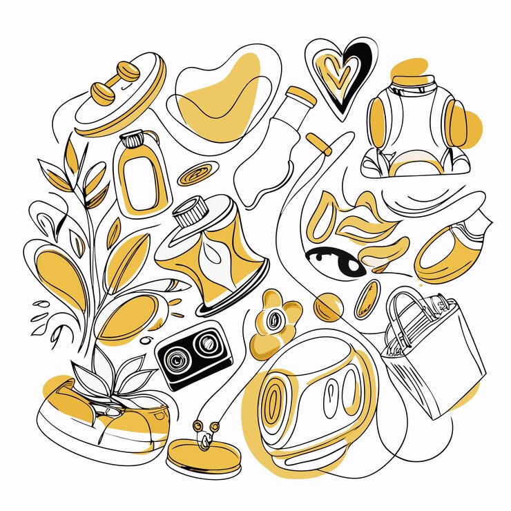 Vector los vectores de doodle de los productos de comercio electrónico