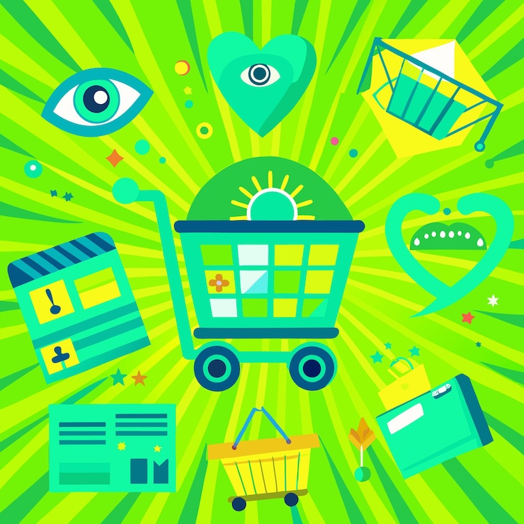 Vector los vectores de doodle de los productos de comercio electrónico