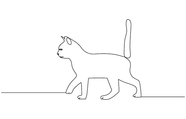 vectores de gatos con dibujo artístico continuo de una sola línea