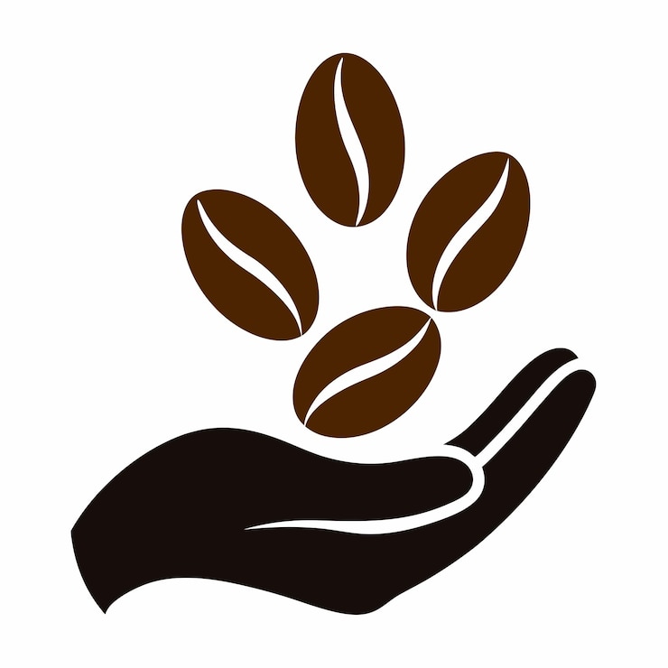 Vector vectores de granos de café en la ilustración de la palma