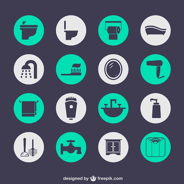 Vector vectores de iconos de cuarto de baño