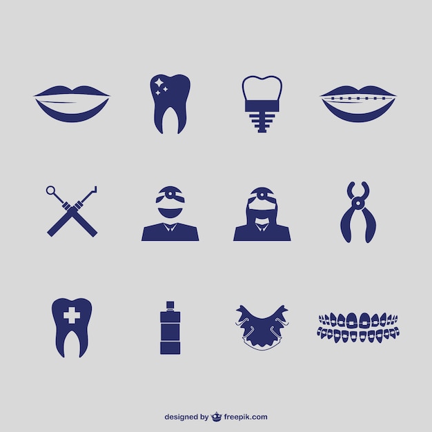 Vectores de iconos de dentista