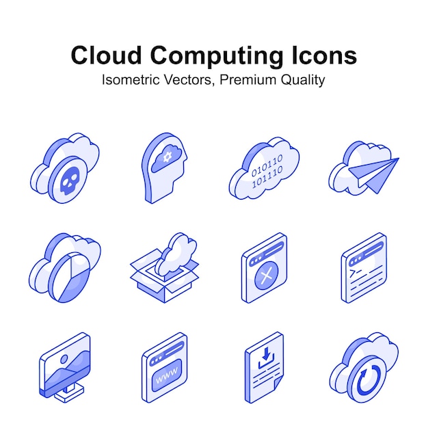 Vectores isométricos de computación en la nube visualmente atractivos listos para su uso y descarga