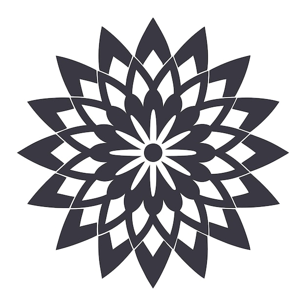 Vectores de mandala de flores negras dibujados a mano y vectores de Mandala únicos y simples aislados