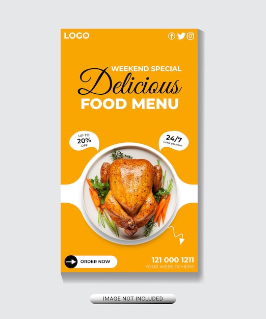 vectores menú de comida instagram y facebook historia diseño de publicaciones