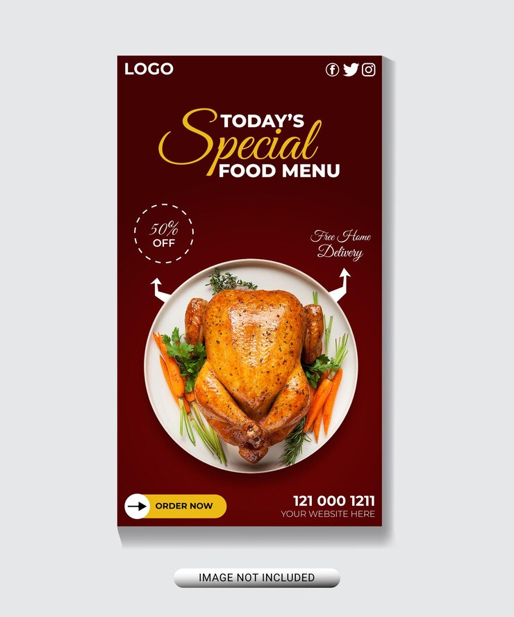 vectores menú de comida instagram y facebook historia diseño de publicaciones