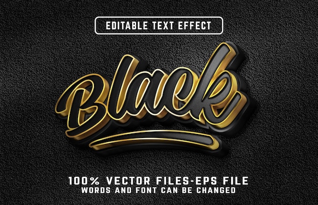 Vectores premium de efecto de texto 3d negro