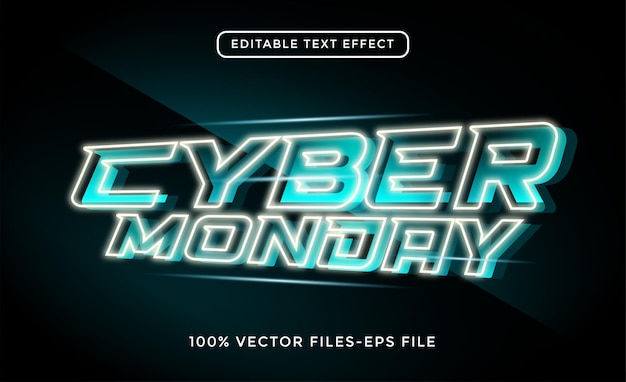 Vectores premium de efecto de texto editable de cyber monday