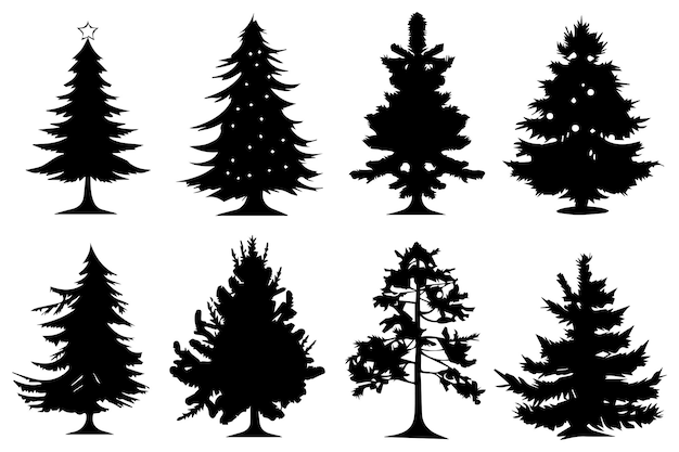 Vectores de silueta del árbol de Navidad