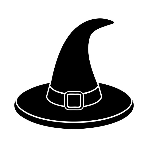 Los vectores de sombrero de bruja dibujados a mano y los vectores de Sombrero Único y Simple están aislados