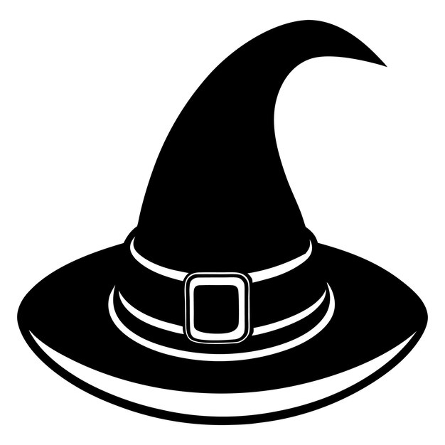 Los vectores de sombrero de bruja dibujados a mano y los vectores de Sombrero Único y Simple están aislados