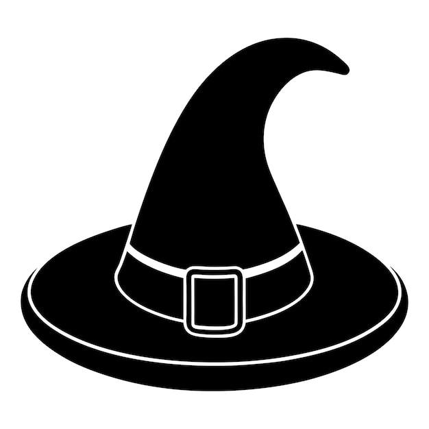 Los vectores de sombrero de bruja dibujados a mano y los vectores de Sombrero Único y Simple están aislados