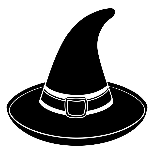 Los vectores de sombrero de bruja dibujados a mano y los vectores de Sombrero Único y Simple están aislados