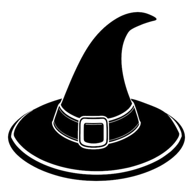 Los vectores de sombrero de bruja dibujados a mano y los vectores de Sombrero Único y Simple están aislados