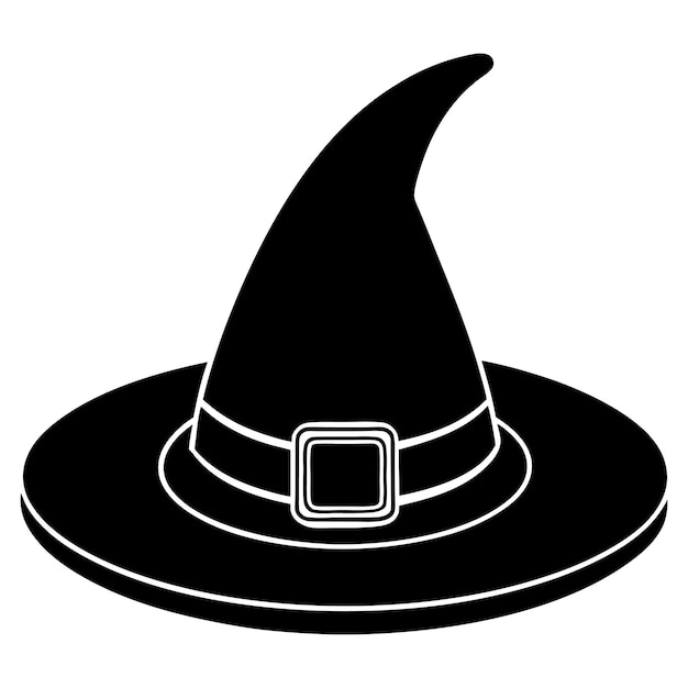 Los vectores de sombrero de bruja dibujados a mano y los vectores de Sombrero Único y Simple están aislados