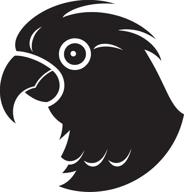 Vectorizado contorno de loro negro y blanco con gracia plumosa Vector de loro cautivador refinado