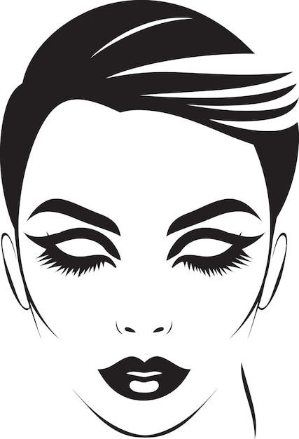 Vectorized Beauty Esenciales Orientación artística Ilustración de las tendencias de maquillaje Vectoros monocromáticos