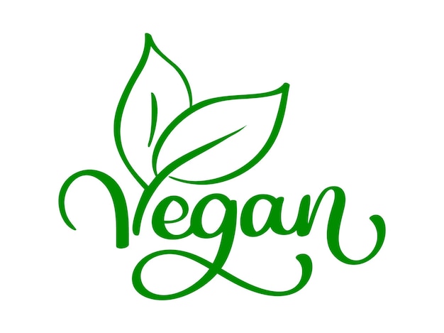 Vegan vector ilustración logo comida diseño Letras manuscritas para restaurante café menú crudo