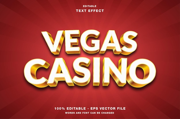 Vegas casino gold estilo 3d efecto de texto editable