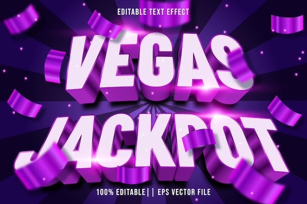 Vector vegas jackpot efecto de texto editable en 3d estilo moderno