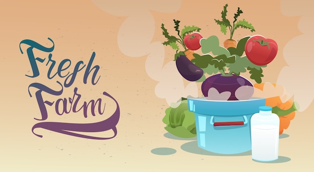 Vegetable Harvest Eco Fresh Farm Logo