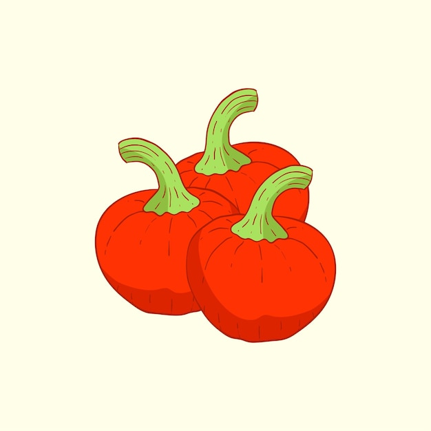 Vegetales de pimienta de cereza diseño plano ilustración de dibujos animados