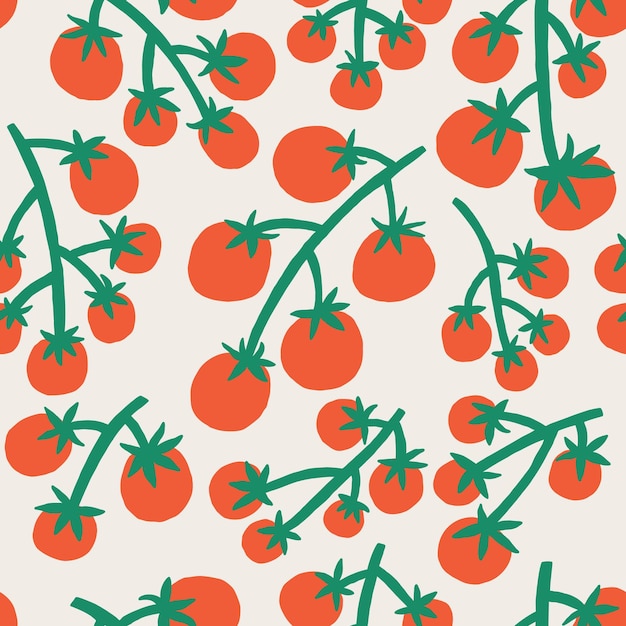 Vegetales de tomate en una rama con un patrón sin costuras