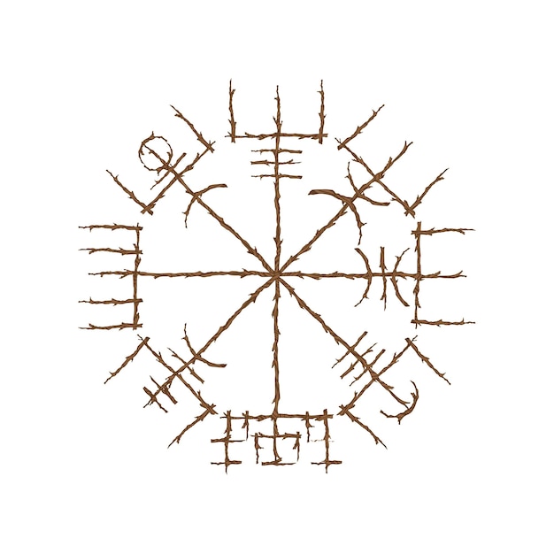 Vegvisir verdaderas ramas de madera