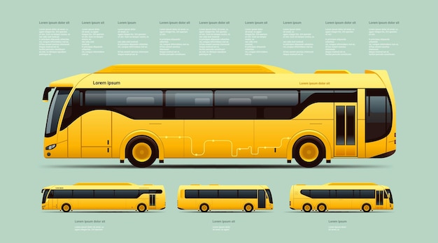 Vector vehículo de autobús urbano transporte público moderno tráfico urbano y rural cómodo concepto de movimiento espacio de copia horizontal ilustración vectorial