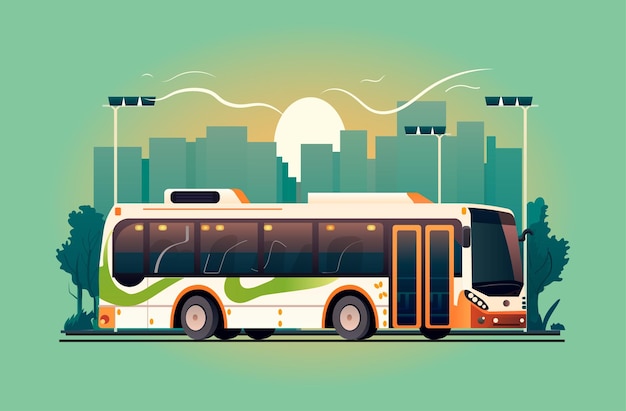 Vector vehículo de autobús urbano transporte público moderno tráfico urbano y rural concepto de movimiento cómodo ilustración vectorial horizontal