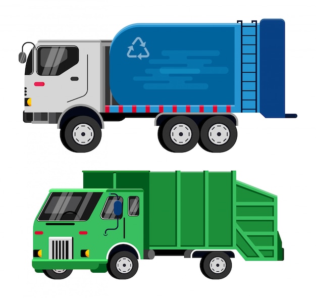 Vector vehículo de basura de vector de camión de basura