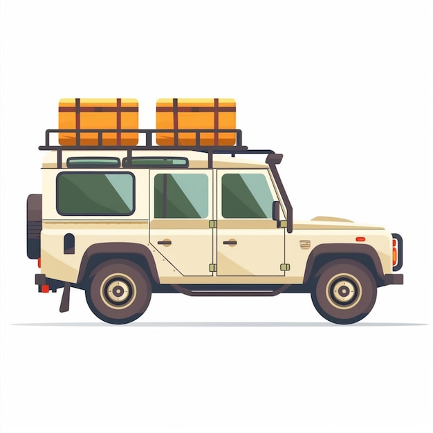un vehículo blanco con un letrero negro y amarillo que dice camper en la parte superior