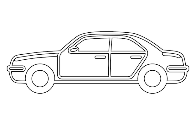 Vehículo, coche, contorno, vehículo, coche, contorno, vector, ilustración