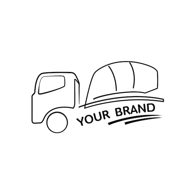 Vehículo de construcción de camiones hormigonera para logotipo e icono