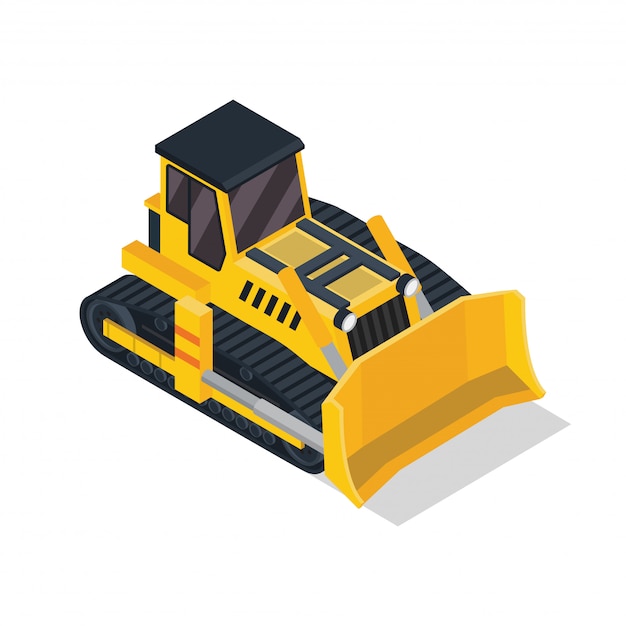 Vector vehículo isométrico de construcción bulldozer