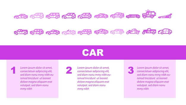 Vehículo de transporte de diferentes tipos de carrocería de aterrizaje vector de cabeza