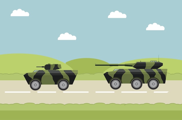 Vector vehículos blindados del ejército. transporte de personal blindado militar.