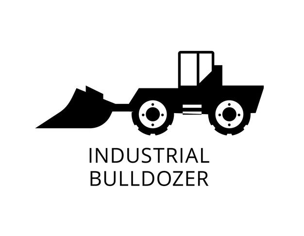 Vehículos de camiones Bulldozer industriales siluetas vectoriales aisladas