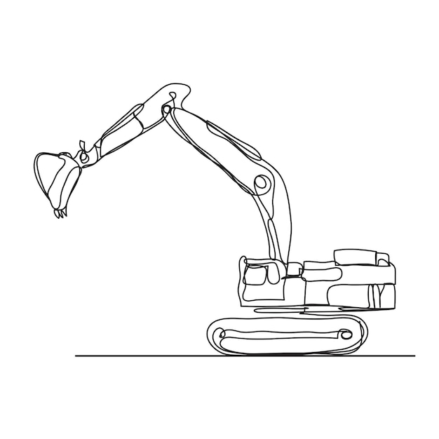 vehículos de construcción estilo de dibujo de línea carretillas elevadoras de horquilla grúas excavadoras tractores diseño vectorial