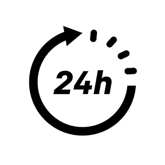 Veinticuatro horas con icono de bucle de flecha 24 horas signo cíclico Ejecución o entrega de la orden abierta